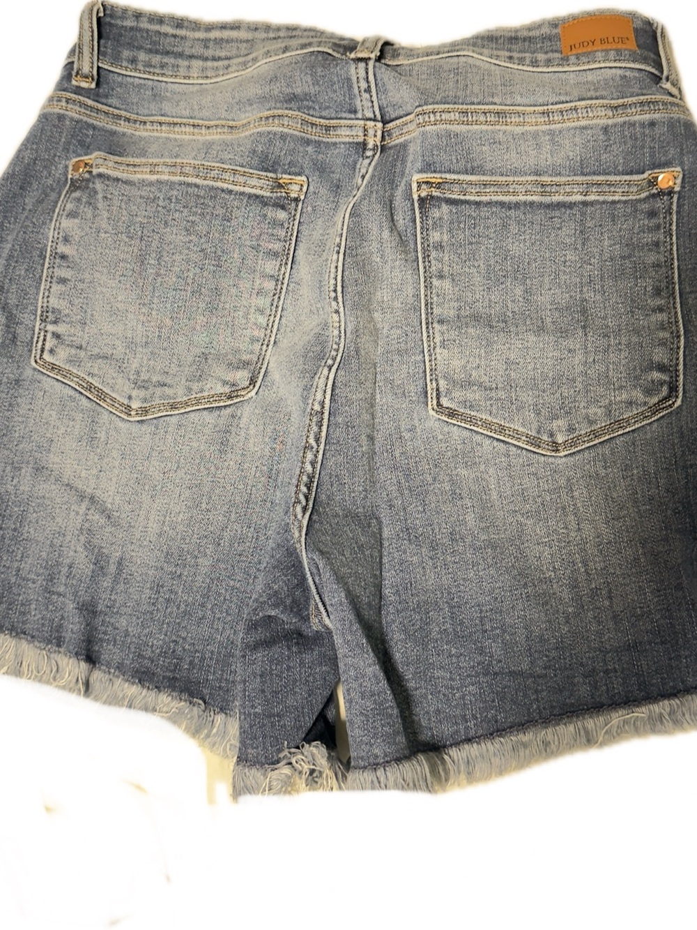 Judy Blue Faded Blue Frayed Hem Denim Shorts - Picture 2 of 5